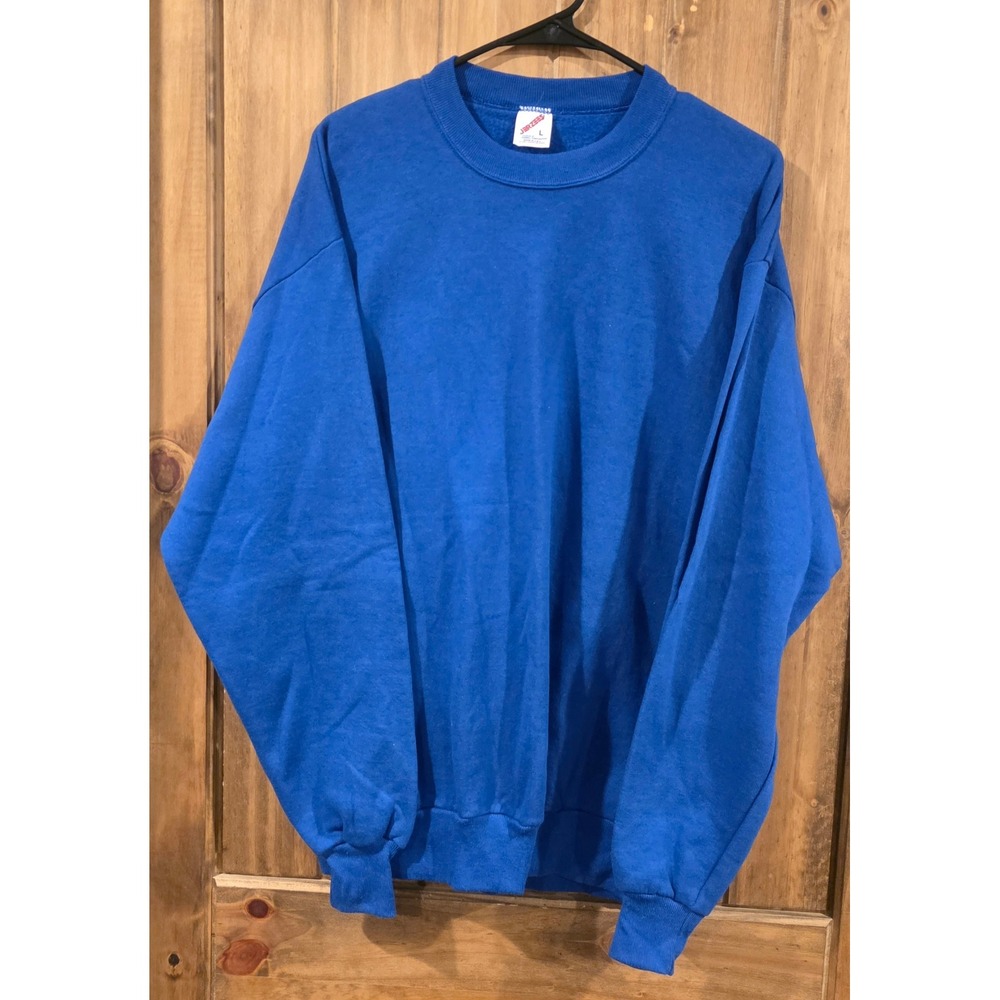 Jerzees Sweatshirt Mens Large Blue Excellent Vintage Made in USA Crewneck Pullov